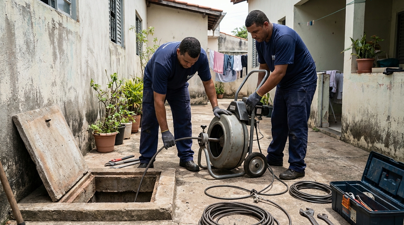 Desentupimento de Coluna Sanitária em Marília‑SP