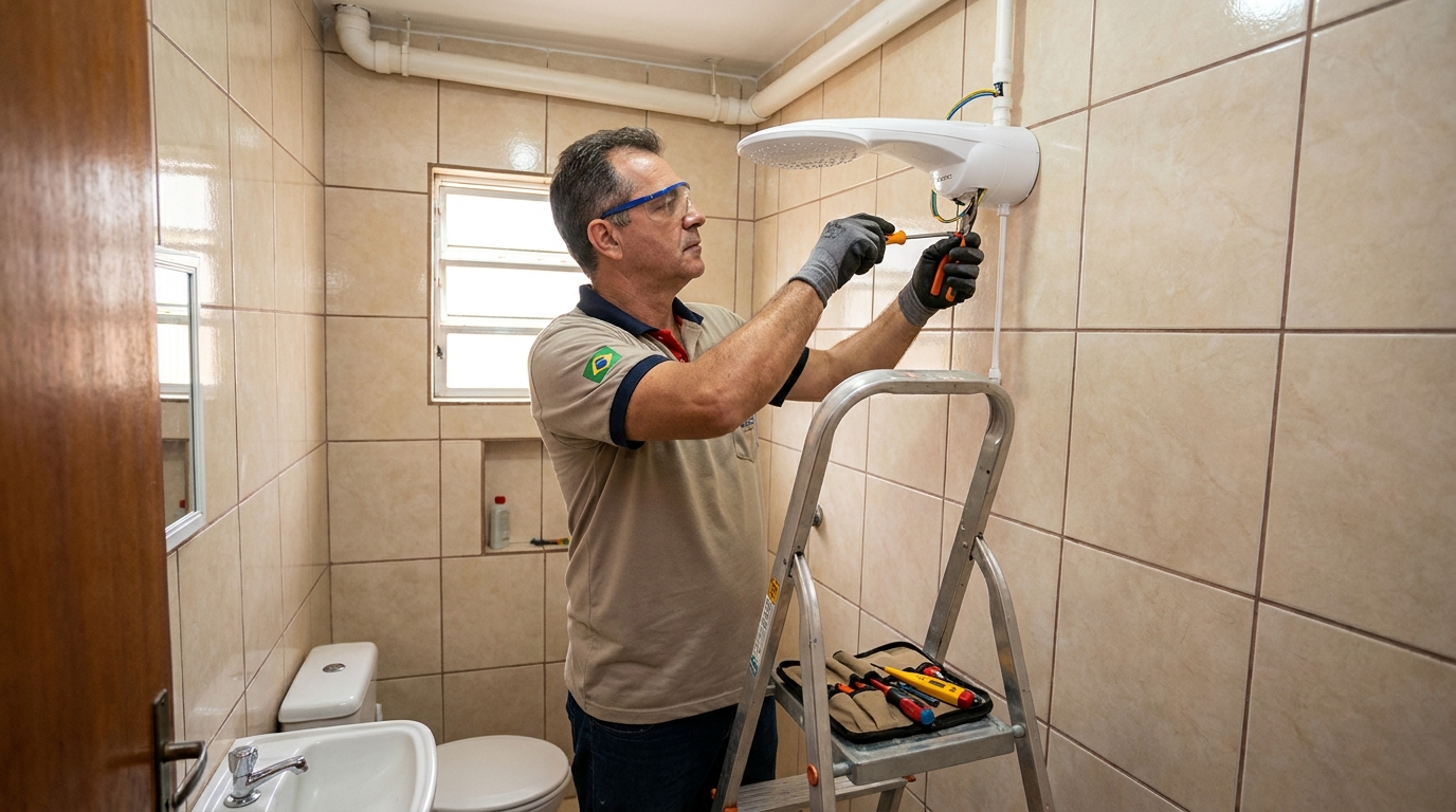 Substituição de Chuveiro Antigo em Marília‑SP